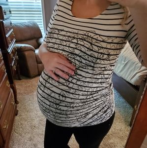 White & Black Maternity Top
